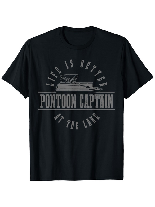 Men's Graphic T-Shirt Life Is Better At The Lake With Pontoon Captain Boat