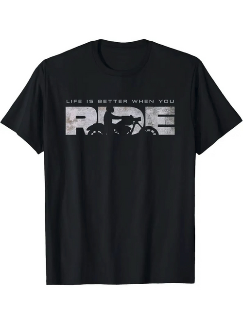 Men's Graphic T-Shirt Life Is Better When You Ride Motorcycle Under Grunge Block Letter Graphic