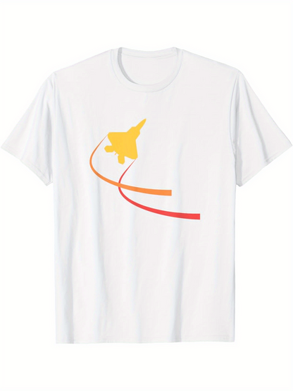 Men's Graphic T-Shirt Colorful Trails With Curved Lines And Abstract Airplane