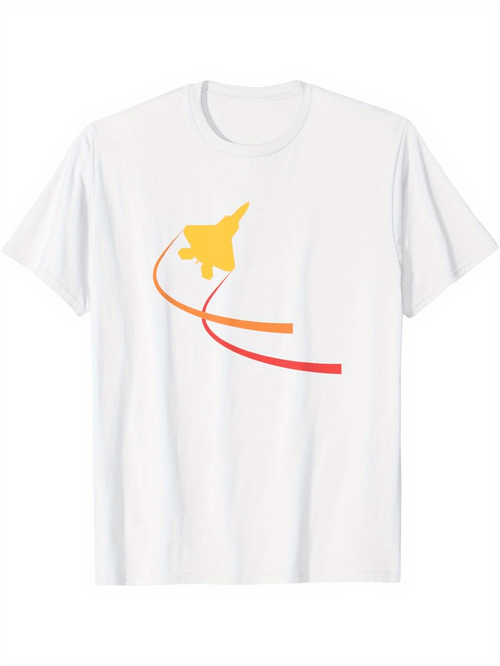 Men's Graphic T-Shirt Colorful Trails With Curved Lines And Abstract Airplane