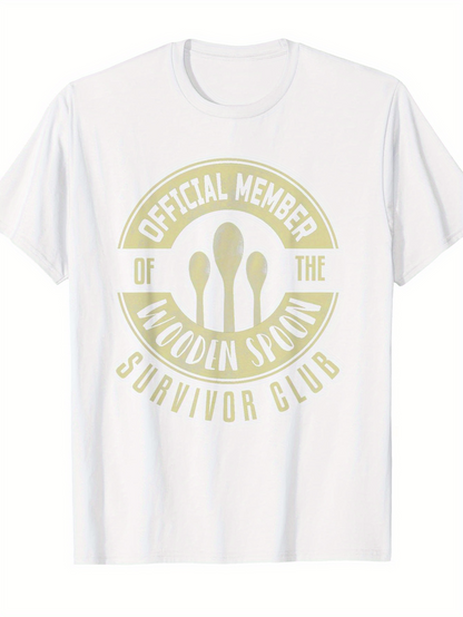 Men's Graphic T-Shirt Official Member Survivor Club With Wooden Spoon Cooking Utensil Design