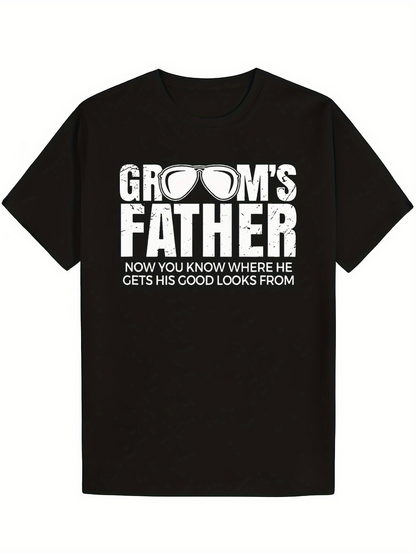 Men's Graphic T-Shirt Grooms Father Funny Statement With Sunglasses Black T Shirt