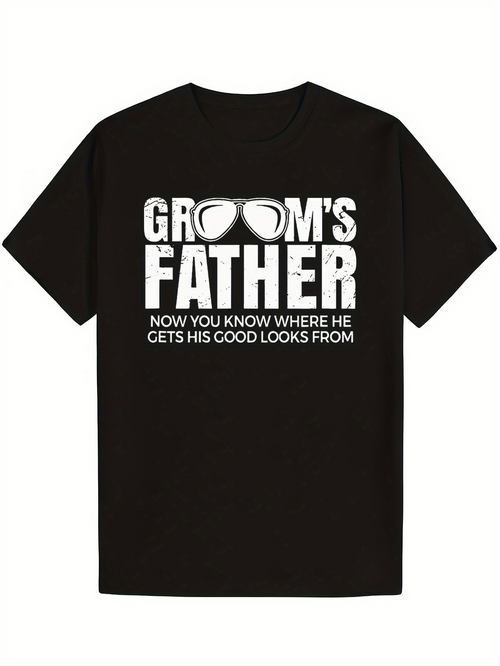 Men's Graphic T-Shirt Grooms Father Funny Statement With Sunglasses Black T Shirt