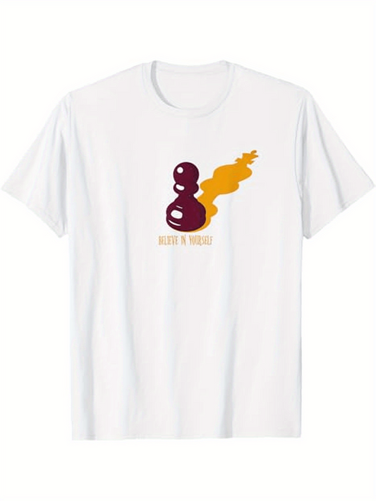 Men's Graphic T-Shirt Abstract Shapes With Yellow Cloud And Maroon Silhouette Figure