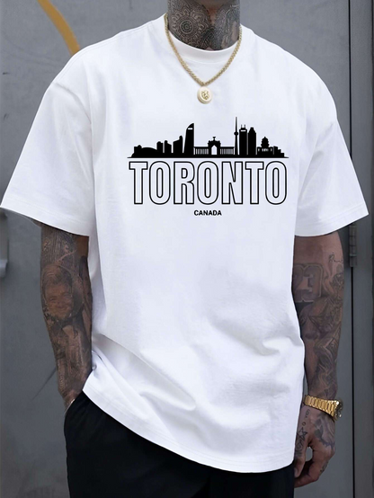 Men's Graphic T-Shirt Toronto City Skyline With Iconic Buildings Under Clear Skies Shirt