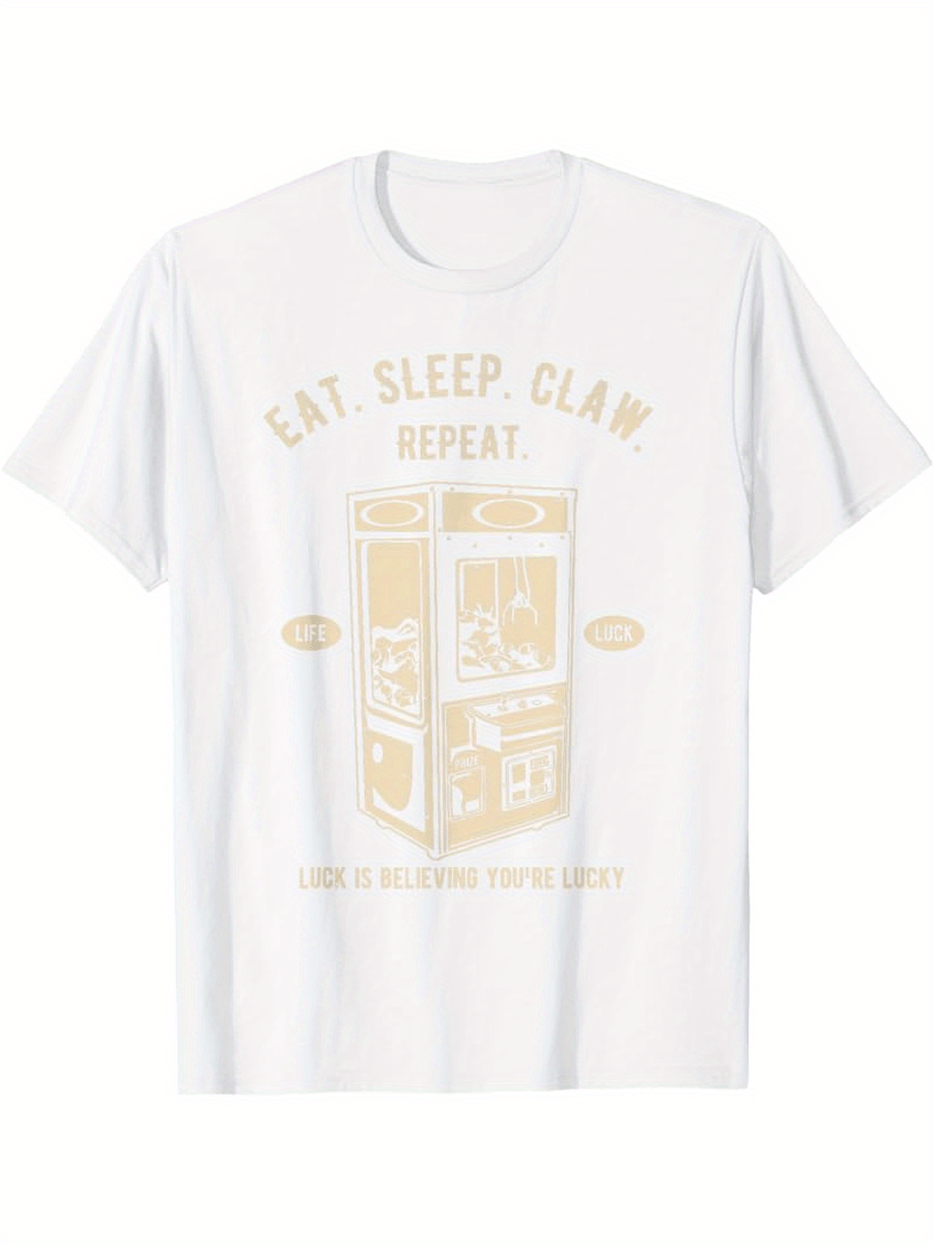Men's Graphic T-Shirt Eat Sleep Claw Repeat With Line Drawing Of Arcade Machine