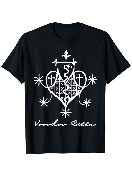 Men's Graphic T-Shirt Voodoo Queen Magical Crosses Symbols Surrounded By Sacred Heart