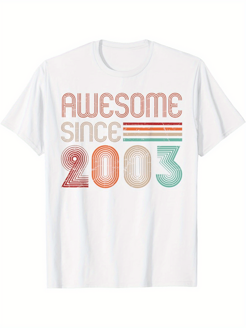 Men's Graphic T-Shirt Awesome Since 2003 Retro Pastel Stripes With Large Numbers T Shirt