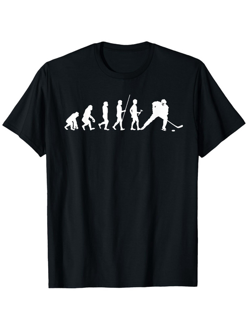 Men's Graphic T-Shirt Evolution Of Man Marching With Hockey Stick And Player