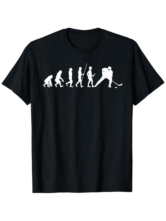 Men's Graphic T-Shirt Evolution Of Man Marching With Hockey Stick And Player