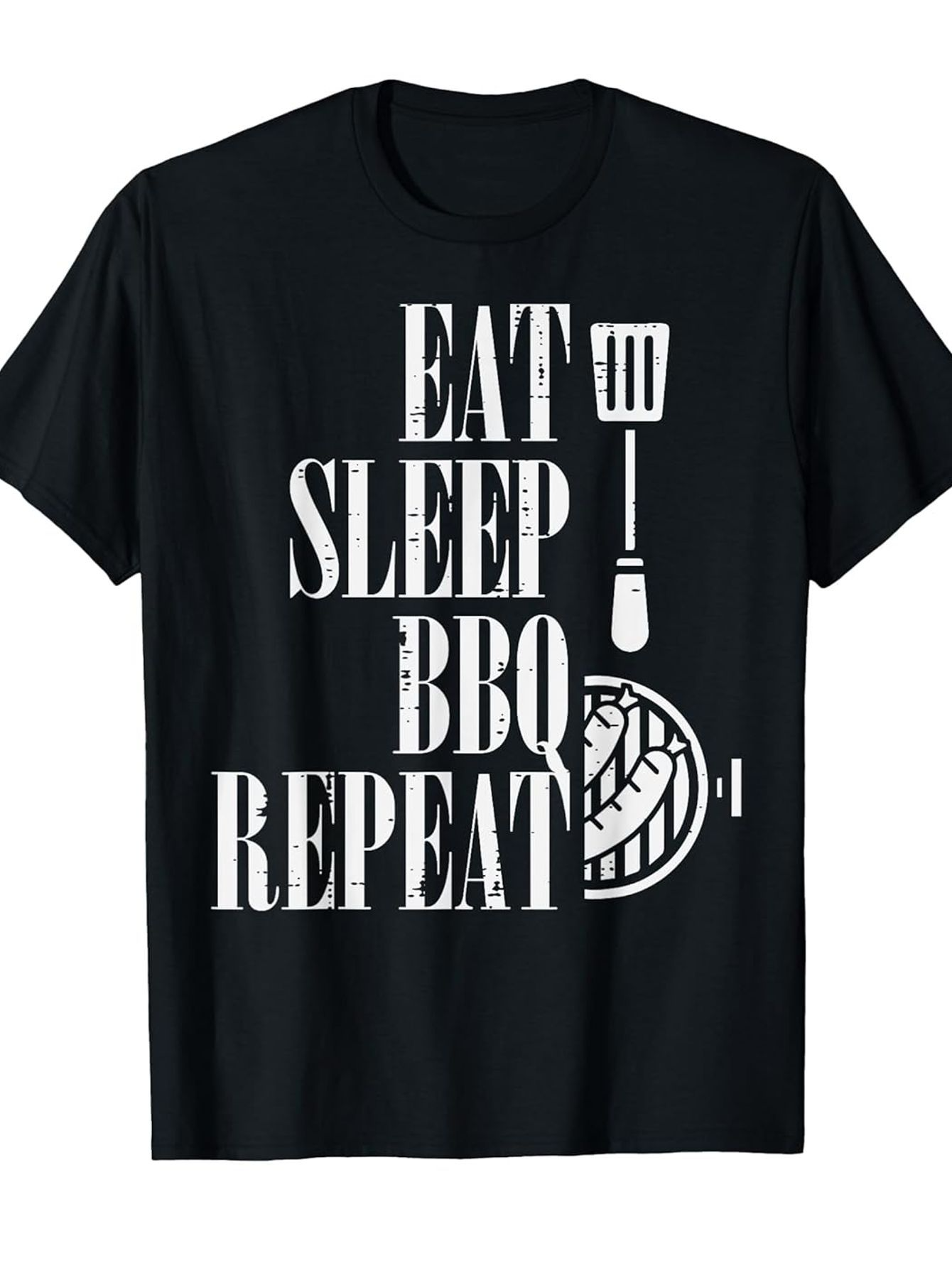 Men's Graphic T-Shirt Eat Sleep BBQ Repeat Grunge Style With Grill Spatula And Barbecue Elements