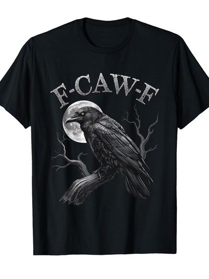 Men's Graphic T-Shirt FCAWF Large Full Moon With Tree Branch And Perched Raven