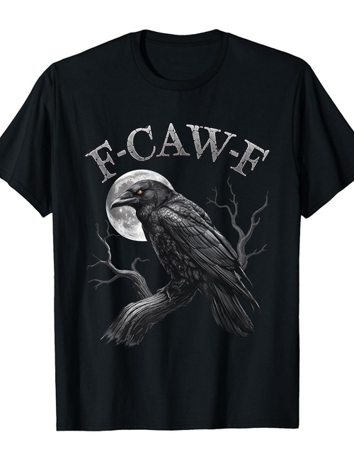 Men's Graphic T-Shirt FCAWF Large Full Moon With Tree Branch And Perched Raven