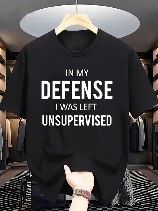Men's Graphic T-Shirt In My Defense I Was Left Unsupervised Modern Minimal Black T Shirt