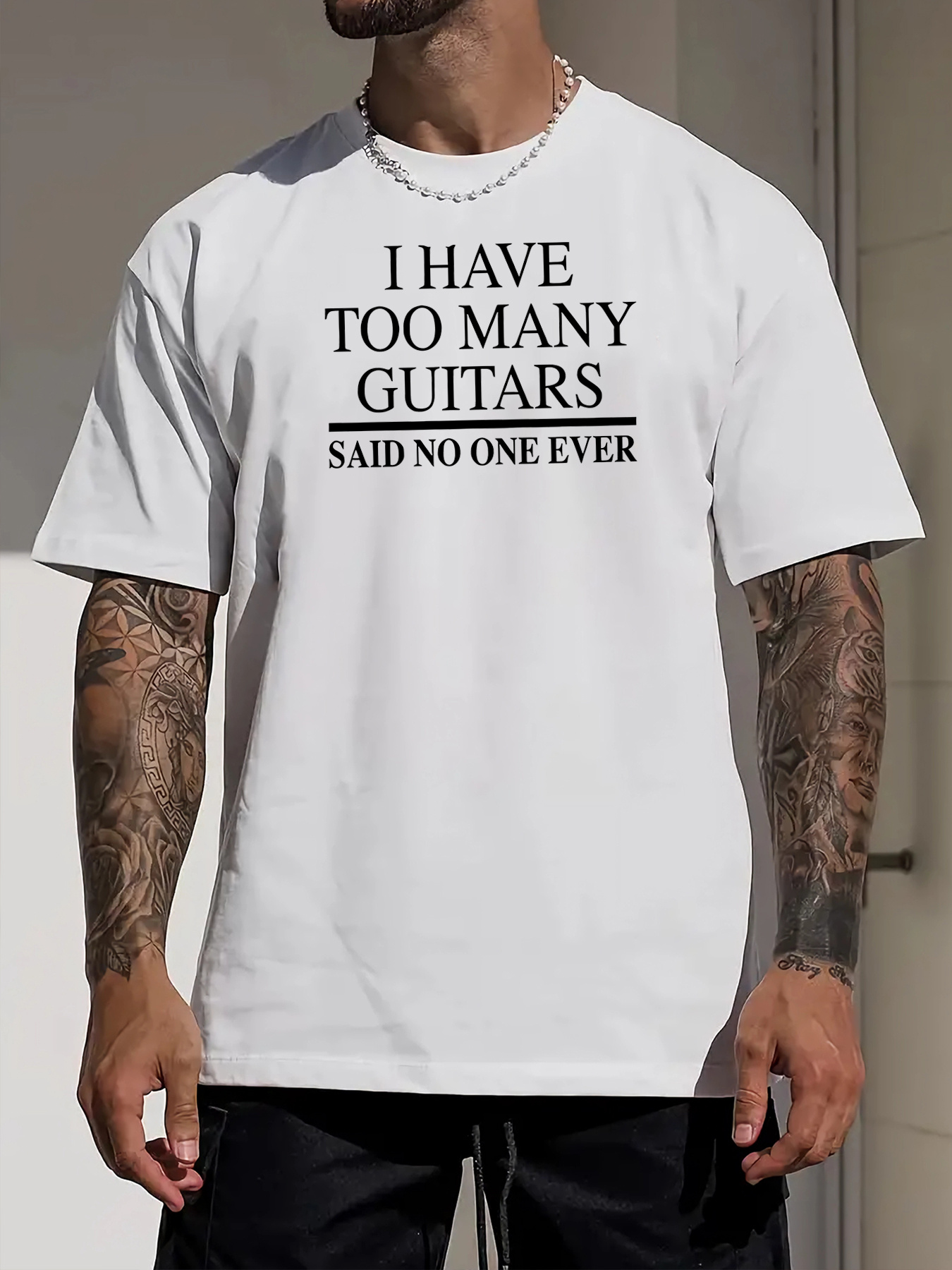 Men's Graphic T-Shirt I Have Too Many Guitars Statement Printed White T Shirt