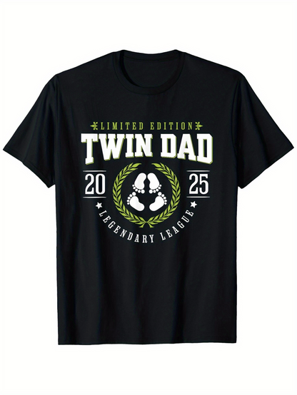 Men's Graphic T-Shirt Limited Edition Twin Dad With Laurel Wreath And Handprints Legendary League T Shirt