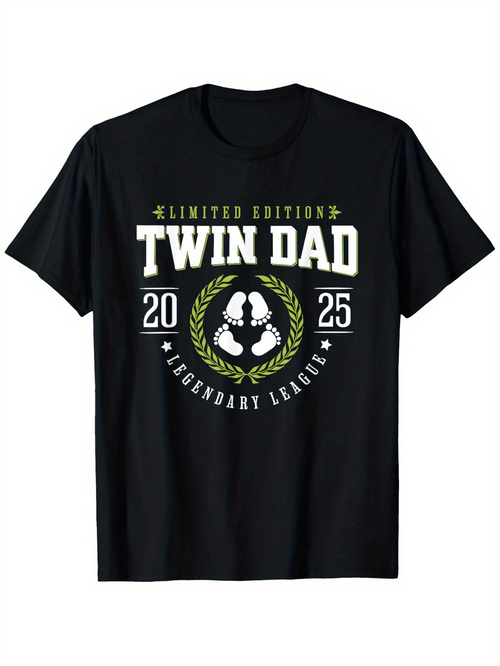 Men's Graphic T-Shirt Limited Edition Twin Dad With Laurel Wreath And Handprints Legendary League T Shirt