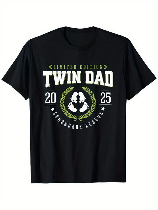 Men's Graphic T-Shirt Limited Edition Twin Dad With Laurel Wreath And Handprints Legendary League T Shirt