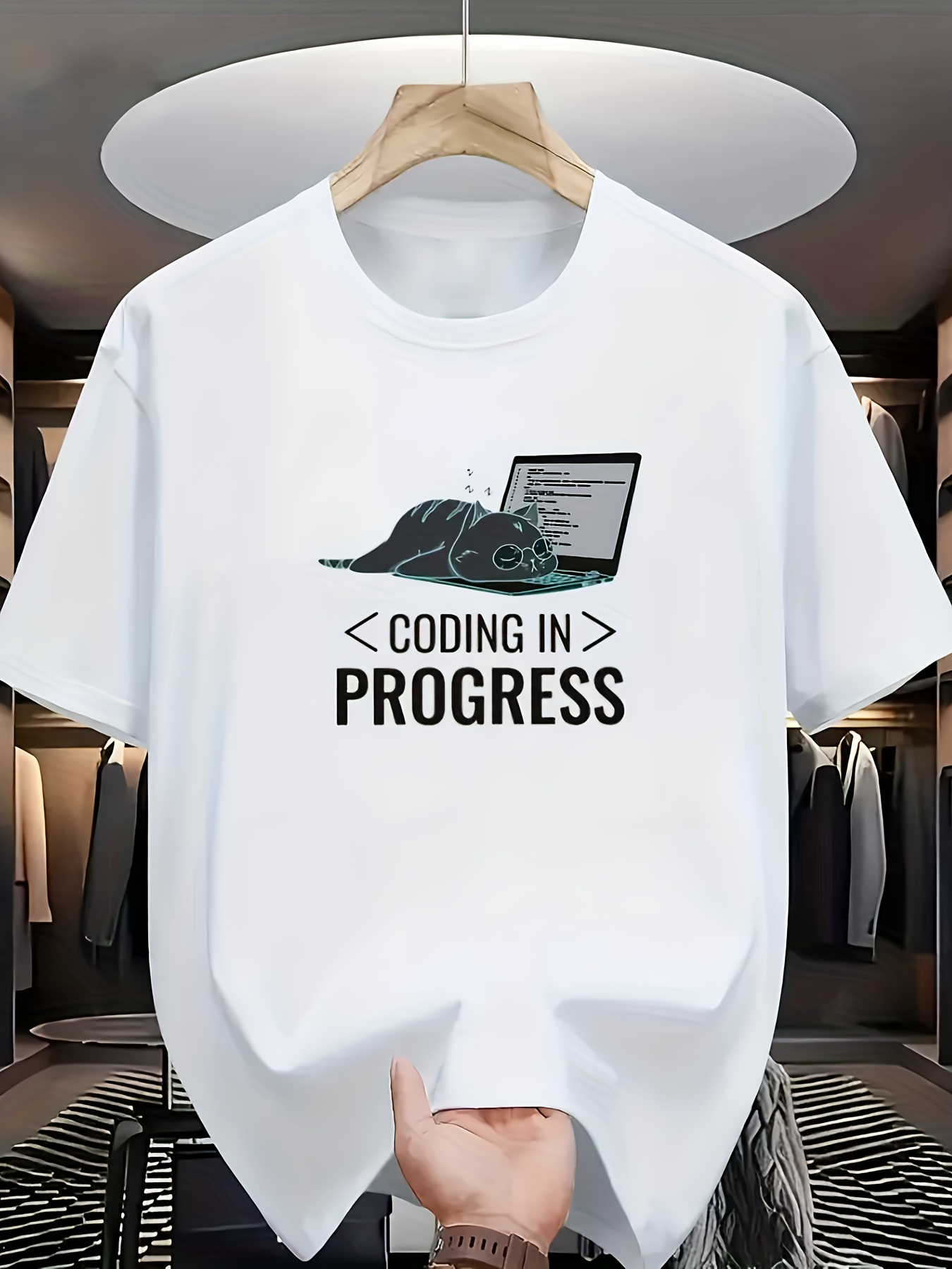 Men's Graphic T-Shirt Coding In Progress Sloth Sleeping Peacefully By An Open Laptop