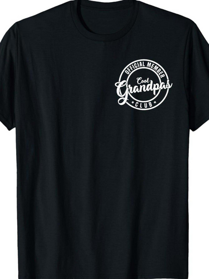 Men's Graphic T-Shirt Cool Grandpa Club Vintage Script Design On Classic Black T Shirt