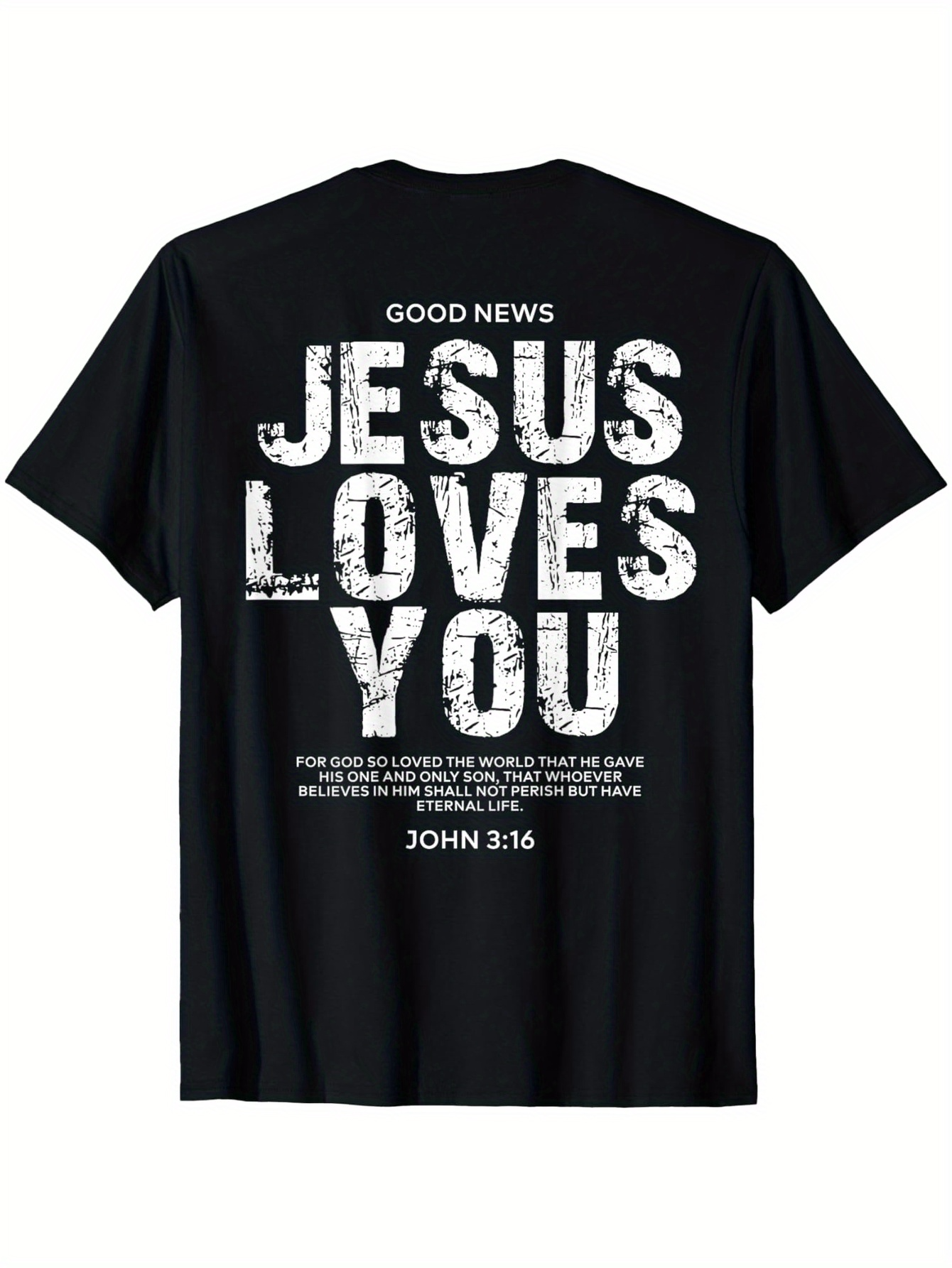 Men's Graphic T-Shirt Good News Jesus Loves You With Large Bold Lettering Scripture Quote T Shirt