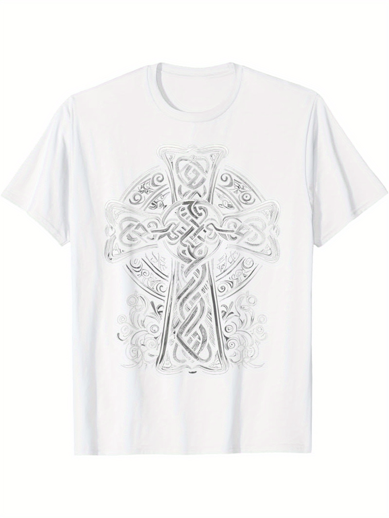 Men's Graphic T-Shirt Intricate Celtic Patterns With Lines Swirling Around Ornate Cross
