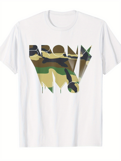 Men's Graphic T-Shirt Bronx Urban Camouflage With Modern Lettering Graphic