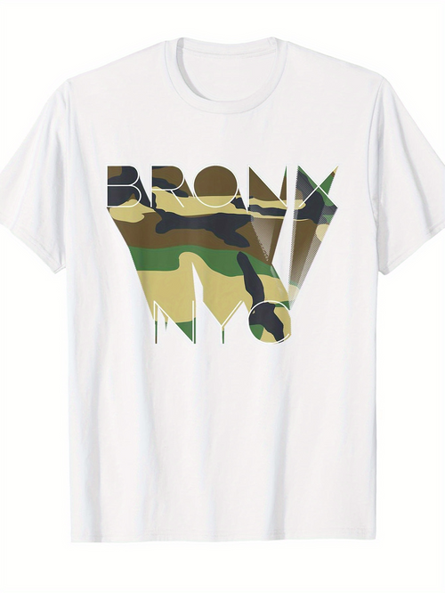 Men's Graphic T-Shirt Bronx Urban Camouflage With Modern Lettering Graphic