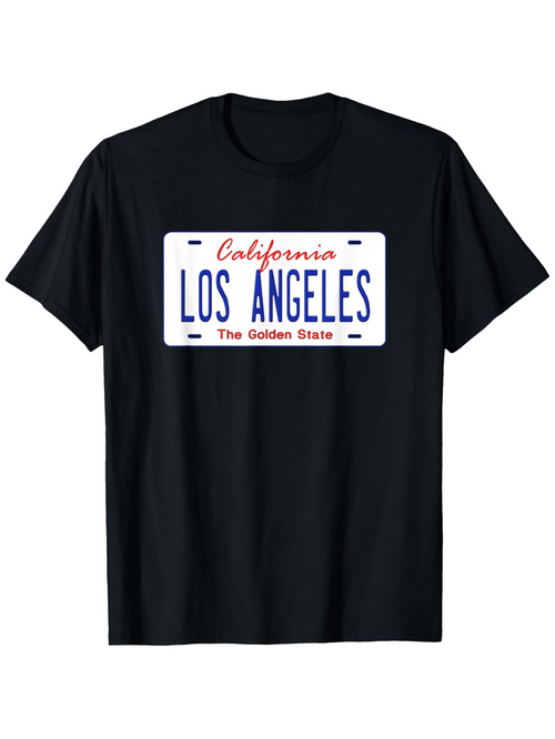 Men's Graphic T-Shirt California Los Angeles The Golden State With License Plate Graphic