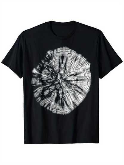 Men's Graphic T-Shirt Radiating Tree Rings With Rough Bark Texture Crosscut Wood