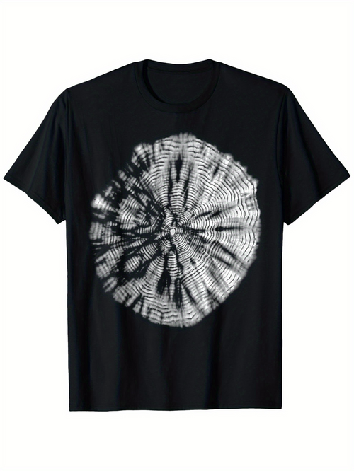 Men's Graphic T-Shirt Radiating Tree Rings With Rough Bark Texture Crosscut Wood