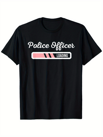 Men's Graphic T-Shirt Police Officer Loading Bar With Stylized Bright Pink Graphic