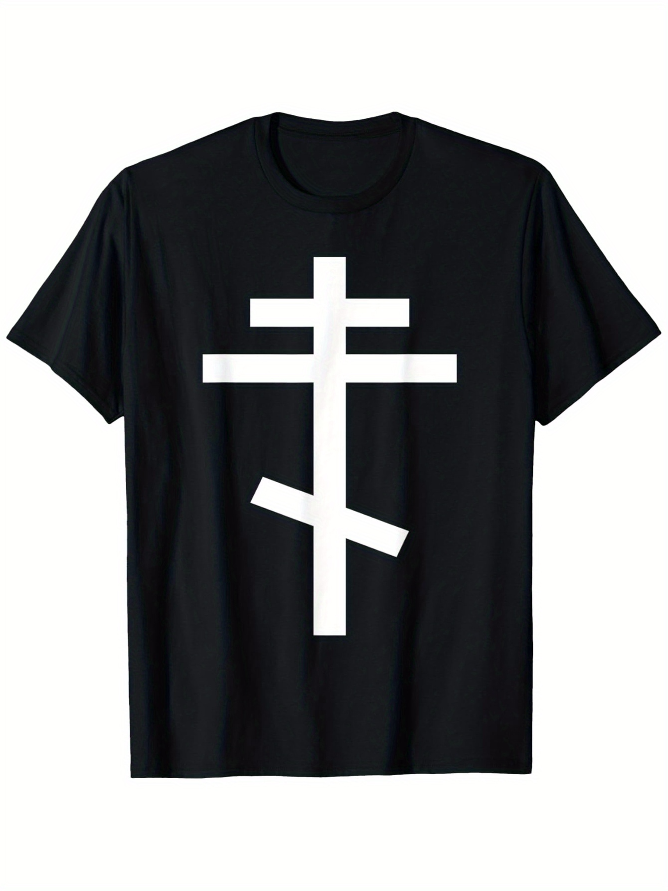 Men's Graphic T-Shirt Classic Symbolic White Lines Graphic Orthodox Cross