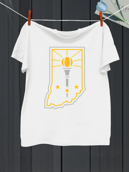 Men's Graphic T-Shirt Radiant Golden Torch With State Outline And Shining Stars
