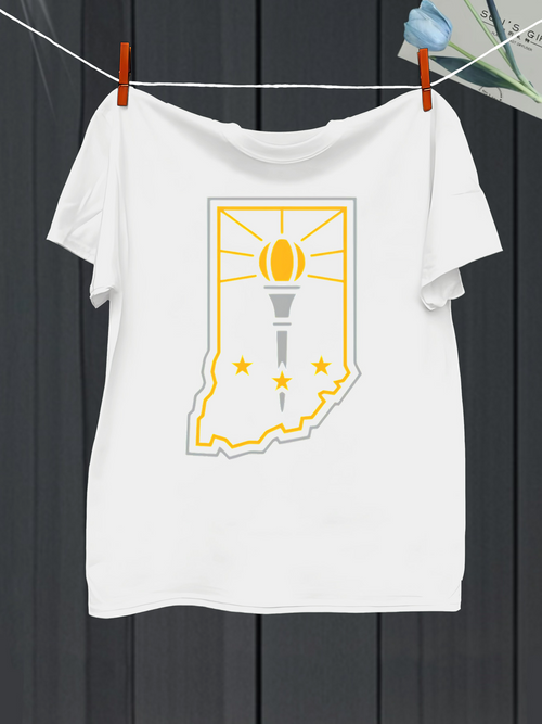 Men's Graphic T-Shirt Radiant Golden Torch With State Outline And Shining Stars