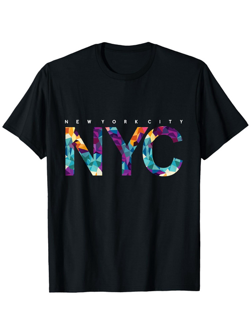 Men's Graphic T-Shirt New York City Colorful Floral Pattern With Large Bold Letters NYC