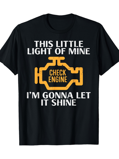 Men's Graphic T-Shirt This Little Light Of Mine With Orange Dashboard Warning Symbol Engine