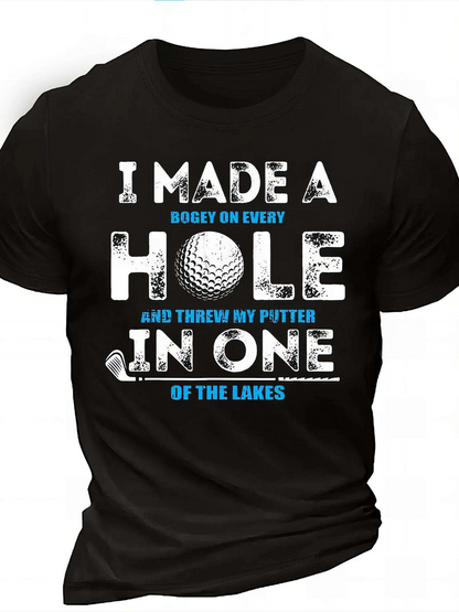 Men's Graphic T-Shirt I Made A Hole In One Golf Ball With Putter And Fun Typography