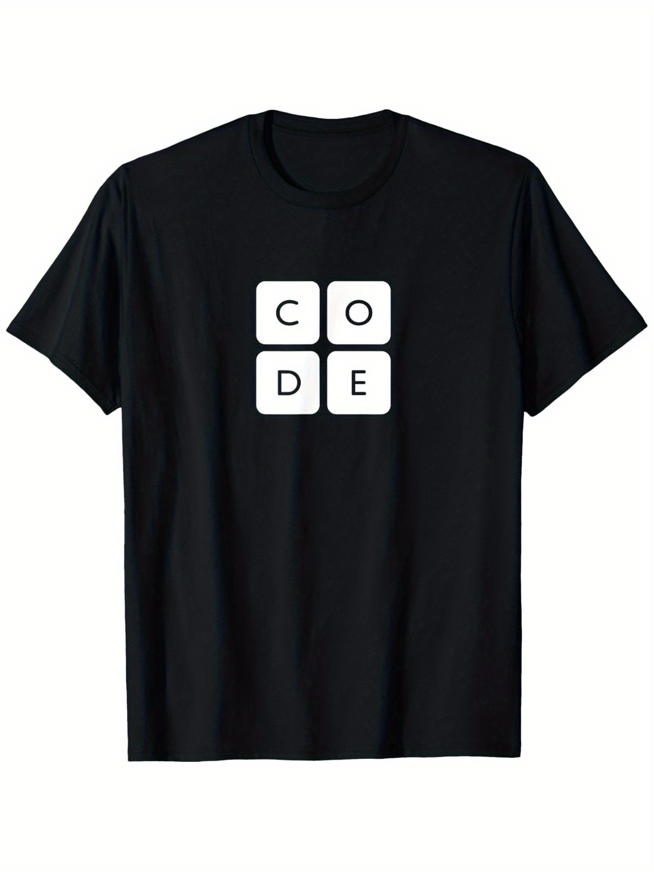 Men's Graphic T-Shirt Stylish Minimalist Graphic White Blocks With Code Letters T Shirt