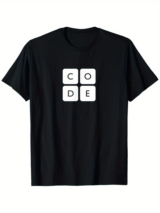 Men's Graphic T-Shirt Stylish Minimalist Graphic White Blocks With Code Letters T Shirt