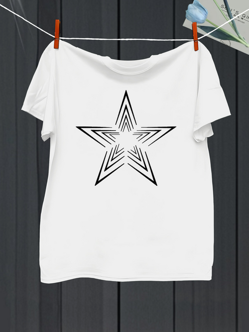 Men's Graphic T-Shirt Radiant Geometric Lines Forming A Bold Star Shape