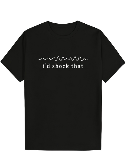 Men's Graphic T-Shirt Id Shock That With A White Wavy Line On Black Tee