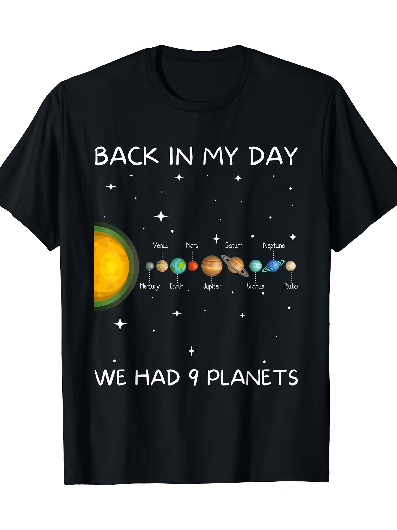 Men's Graphic T-Shirt Back In My Day Retro Solar System With Colorful Planets And Bright Stars