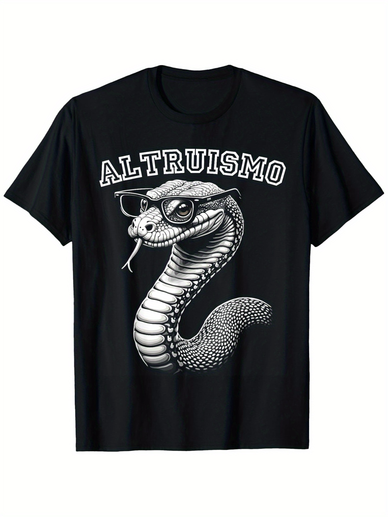 Men's Graphic T-Shirt Altruismo Friendly Snake Wearing Glasses In Playful Pose