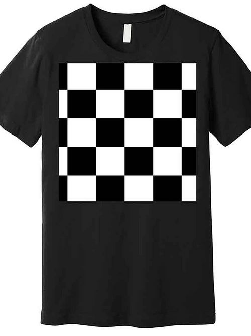 Men's Graphic T-Shirt Bold Contrasting Patterned Black And White Checkered Squares