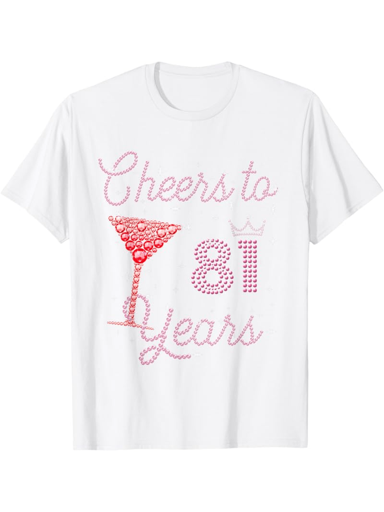 Men's Graphic T-Shirt Cheers To Eighty One Happy Dotted Cocktail Glass Years