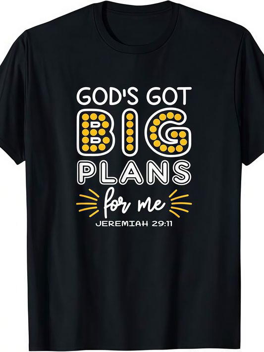 Men's Graphic T-Shirt Gods Got Big Plans For Me With Bold Letters And Whimsical Yellow Accents T Shirt