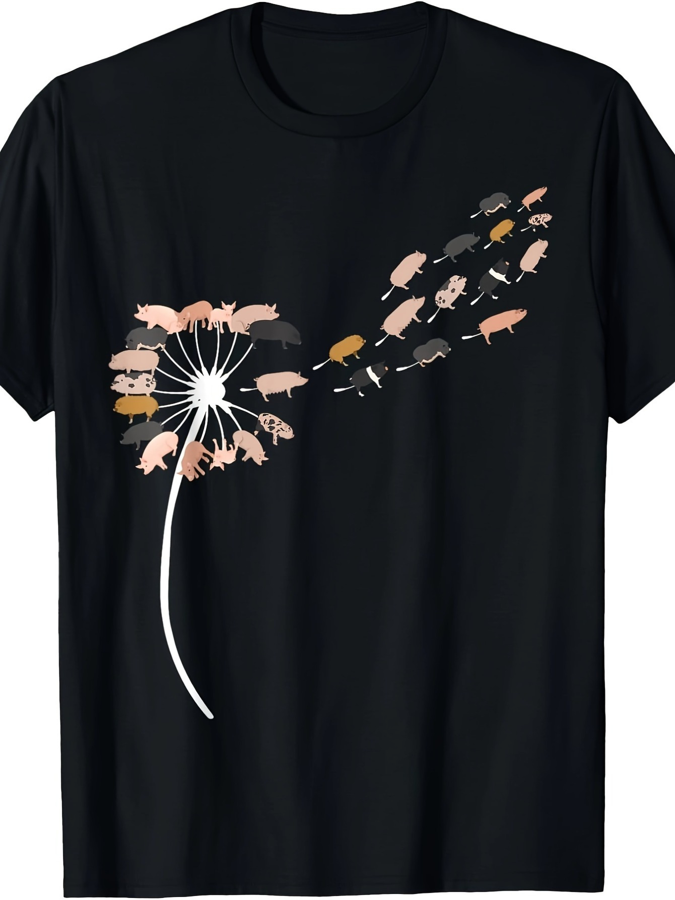 Men's Graphic T-Shirt Playful Guinea Pigs Flowing With Whimsical Dandelion Seeds In The Breeze