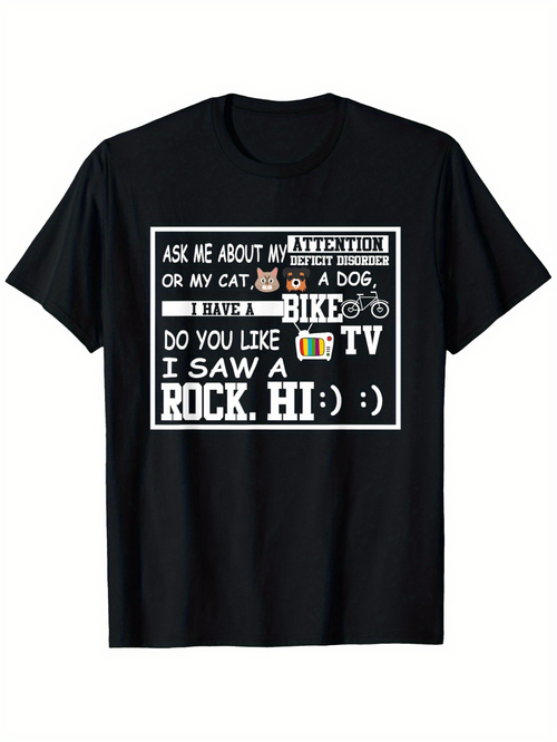 Men's Graphic T-Shirt Ask Me About Coffee TV Bike Do You Like Rock