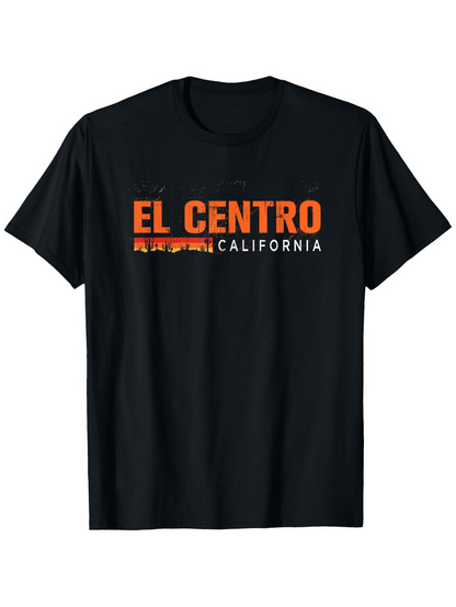Men's Graphic T-Shirt El Centro California Orange Skyline Under City Night Lights